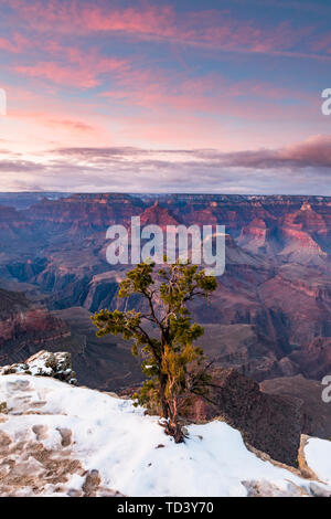 Sonnenuntergang über dem Grand Canyon South Rim, UNESCO-Weltkulturerbe, Arizona, Vereinigte Staaten von Amerika, Nordamerika Stockfoto