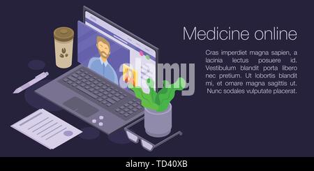 Medizin online Konzept Banner, isometrische Stil Stock Vektor
