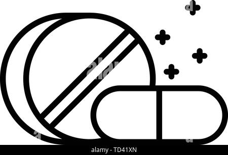 Allergie pillen Symbol, outline Style Stock Vektor