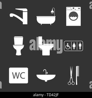 Wc, Badezimmer Icon Set. Vector Illustration, flache Bauform. Stock Vektor