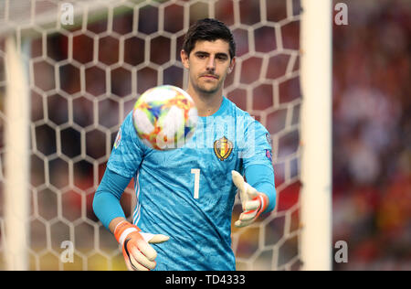 Belgien Torwart Thibaut Courtois während der UEFA EURO 2020 Qualifikation, Gruppe, die ich im König-Baudouin-Stadion in Brüssel überein. Stockfoto