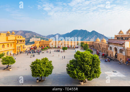 Amer (Gelb) Schloss und Festung, UNESCO-Weltkulturerbe, Amer, Jaipur, Rajasthan, Indien, Asien Stockfoto