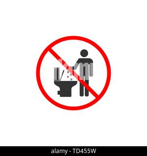 Kein wc Symbol, keine littering in der WC-Schild. Vector Illustration, flache Bauform. Stock Vektor