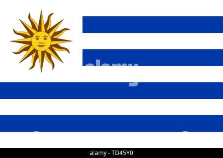 Ursprüngliche und einfache Uruguay Flagge isoliert in den offiziellen Farben und Anteil korrekt Stock Vektor