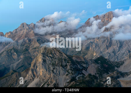 Alta Via Bepi Zac, Sonnenuntergang auf der Marmolada, Dolomiten, Venetien, Italien, Europa Stockfoto