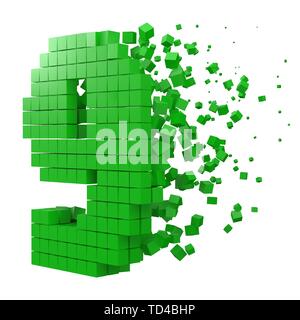 Nummer 9 geformte Datenbaustein. Version mit grünen Würfel. 3D-Pixel style Vector Illustration. Geeignet für blockchain, Technik, Computer und abstrakte t Stock Vektor