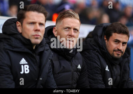 Manager von Birmingham City, Garry Mönch und seine Assistenten - Ipswich Town v Birmingham City, Sky Bet Meisterschaft, Portman Road, Ipswich - 13. April 2019 Editorial nur verwenden - DataCo Einschränkungen Stockfoto