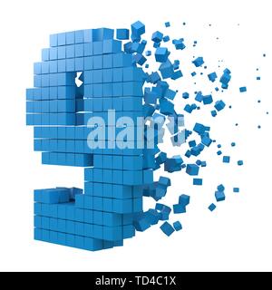 Nummer 9 geformte Datenbaustein. Version mit blauen Würfel. 3D-Pixel style Vector Illustration. für blockchain, Technik, Computer und abstrakte th geeignet Stock Vektor