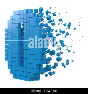 Nummer 0 geformte Datenbaustein. Version mit blauen Würfel. 3D-Pixel style Vector Illustration. für blockchain, Technik, Computer und abstrakte th geeignet Stock Vektor