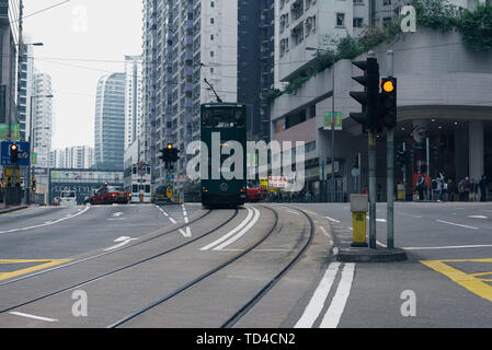 Ding Ding Auto auf Swire Straße in Hongkong Stockfoto