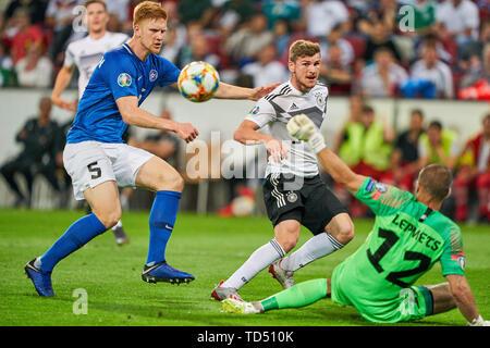 Mainz, Deutschland. 11 Juni, 2019. Timo WERNER, DFB 9 Kerben, schießt Ziel für 7-0 Deutschland - ESTLAND Wichtig: DFB-Vorschriften die Verwendung von Fotografien als Bildsequenzen und/oder quasi-Video zu verbieten. Die Qualifikation für die Europameisterschaft, EM Quali, 2020 Saison 2018/2019, 11. Juni 2019 in Mainz, Deutschland. Credit: Peter Schatz/Alamy leben Nachrichten Stockfoto