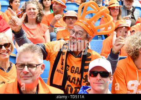 Le Havre, Frankreich. 11 Juni, 2019. Dutch fan, 11.06.2019, Le Havre (Frankreich), Fußball, FIFA Frauen-WM 2019, Neuseeland, Niederlande, FIFA-Bestimmungen verbieten die Verwendung von Fotografien als BILDSEQUENZEN UND/ODER QUASI-VIDEO. | Verwendung der weltweiten Kredit: dpa/Alamy leben Nachrichten Stockfoto