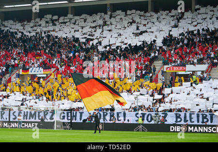 Mainz, Deutschland. 11 Juni, 2019. Deutsche Fans mit Choreographie DEUTSCHLAND - ESTLAND 8-0 Wichtig: DFB-Vorschriften die Verwendung von Fotografien als Bildsequenzen und/oder quasi-Video zu verbieten. Die Qualifikation für die Europameisterschaft, EM Quali, 2020 Saison 2018/2019, 11. Juni 2019 in Mainz, Deutschland. Credit: Peter Schatz/Alamy leben Nachrichten Stockfoto