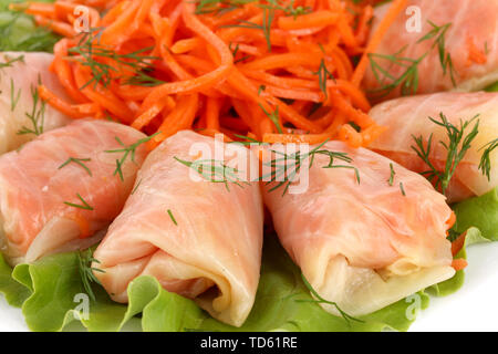Gefüllte Kohlrouladen close-up Stockfoto
