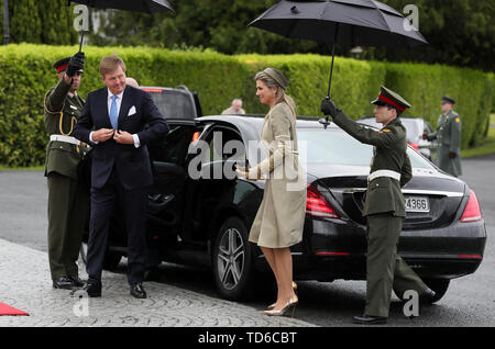 Ihre Majestäten König Willem-Alexander und Königin Maxima an Aras eine Uachtarain in Dublin während ihres Besuchs in Irland. Stockfoto