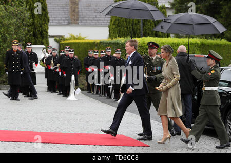 Ihre Majestäten König Willem-Alexander und Königin Maxima an Aras eine Uachtarain in Dublin während ihres Besuchs in Irland. Stockfoto