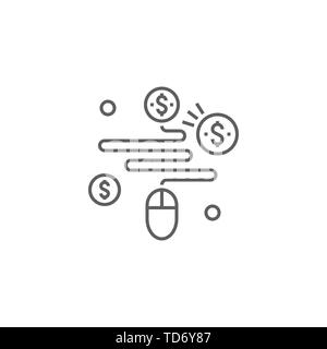 Bezahlung Pro Klicken Sie auf das Symbol Vektor dünne Linie. Auf weissem Hintergrund. Editierbare Schlaganfall. Vector Illustration. Stock Vektor