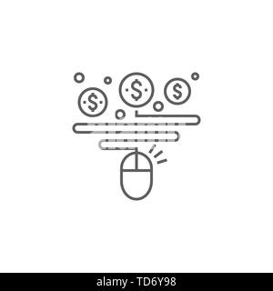 Bezahlung Pro Klicken Sie auf das Symbol Vektor dünne Linie. Auf weissem Hintergrund. Editierbare Schlaganfall. Vector Illustration. Stock Vektor