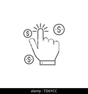 Bezahlung Pro Klicken Sie auf das Symbol Vektor dünne Linie. Auf weissem Hintergrund. Editierbare Schlaganfall. Vector Illustration. Stock Vektor
