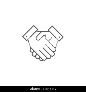 Handshake ergänzende Vektor dünne Linie Symbol. Auf weissem Hintergrund. Editierbare Schlaganfall. Vector Illustration. Stock Vektor