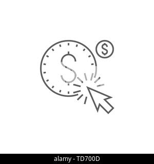 Bezahlung Pro Klicken Sie auf das Symbol Vektor dünne Linie. Auf weissem Hintergrund. Editierbare Schlaganfall. Vector Illustration. Stock Vektor