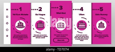 Süße Käsekuchen, Bäckerei Vektor Onboarding Mobile App Seite Bildschirm Stock Vektor
