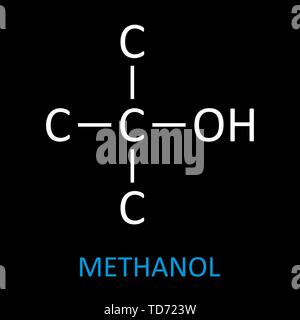 Die Methanol Strukturformel auf dunklem Hintergrund Stock Vektor