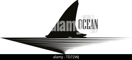 World Ocean Day Plakat-Vektor. Plakat im Stil von mit einer Welle Stock Vektor