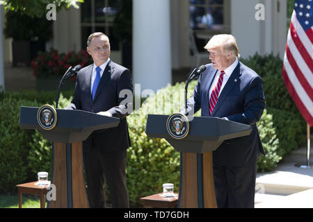 Washington DC, USA. 12 Juni, 2019. Präsident DONALD TRUMP begrüßt polnische Präsident Andrzej DUDA zum Weißen Haus, Juni 12, 2019 Credit: Douglas Christian/ZUMA Draht/Alamy leben Nachrichten Stockfoto