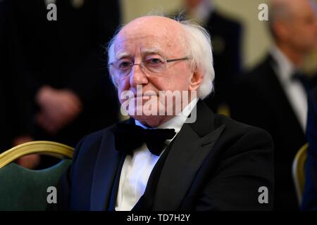 Dublin, Irland. 12 Juni, 2019. Präsident Michael D. Higgins bei Aras eine uachtarain, der Präsidentenpalast in Dublin am 12. Juni 2019, an der Staatlichen Bankett am 1. eines 3 Tage Zustand - Besuch in Irland Foto: Albert Nieboer/Niederlande/Point de Vue | Quelle: dpa/Alamy leben Nachrichten Stockfoto