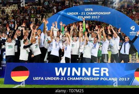 Krakau, Polen. 30. Juni, 2017 firo Fußball, Fußball, international, 30.06.2017 U21-U21-EM-Finale Deutschland - Spanien 1:0 Siegerehrung Deutschland team Europameister Foto Foto des Teams GER | Verwendung der weltweiten Kredit: dpa/Alamy leben Nachrichten Stockfoto
