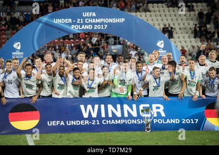 Krakau, Polen. 30. Juni, 2017 firo Fußball, Fußball, international, 30.06.2017 U21-U21-EM-Finale Deutschland - Spanien 1:0 Preisverleihung Deutschland Europameister Foto | Verwendung der weltweiten Kredit: dpa/Alamy leben Nachrichten Stockfoto