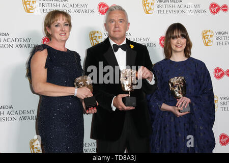 Der BAFTA Television Awards Gewinner Zimmer - Anreise mit: Claire Popplewell, Huw Edwards, Rosheen Archer Wo: London, Großbritannien Wann: 12. Mai 2019 Credit: Lia Toby/WENN.com Stockfoto