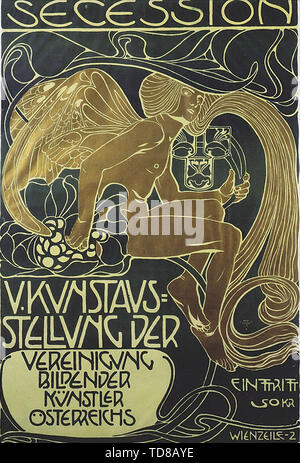 Koloman Moser - Plakat 5 Kunst Ausstellung Verband der österreichischen Künstler Secession 1899 Stockfoto