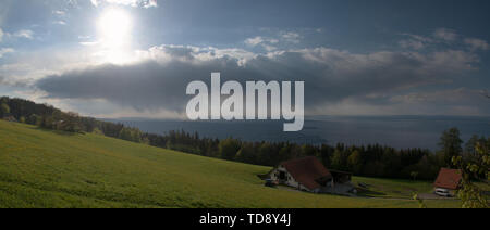 Abendlicht über den Bodensee von der "Fünf Länder" über Rorschach gesehen Stockfoto