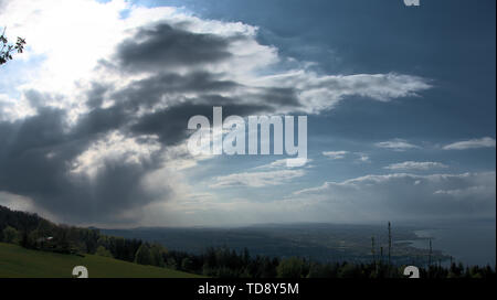 Abendlicht über den Bodensee von der "Fünf Länder" über Rorschach gesehen Stockfoto