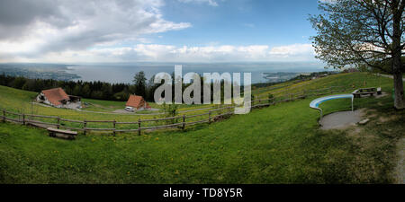 Abendlicht über den Bodensee von der "Fünf Länder" über Rorschach gesehen Stockfoto