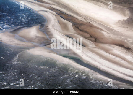 Westerhever, Luftaufnahme des Nationalparks Schleswig-Holsteinisches Wattenmeer in Deutschland Stockfoto