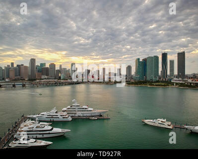 Luftbild der Bucht in Miami, Florida, USA Stockfoto