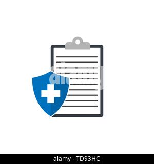 Krankenversicherung mit Zwischenablage. Vektor epsq 10 Stock Vektor