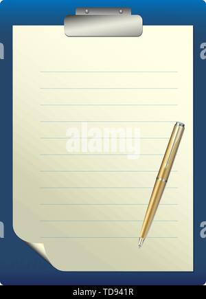 Papier mit Kugelschreiber auf planchette Stock Vektor
