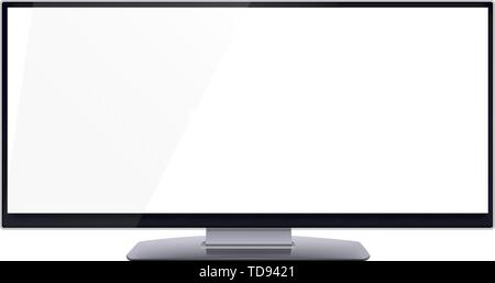 Ultra Wide leer Computer Monitor mit copy Platz für Inhalt, auf weißem Hintergrund Stock Vektor