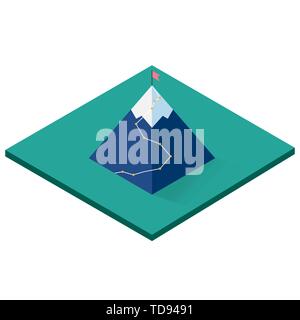 Berg isometrische Symbol mit Flagge. Vector EPS 10. Stock Vektor
