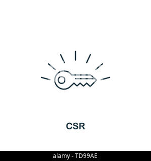 CSR-Symbol. Dünne Linie Design Symbol aus Business Ethics Icons Sammlung. Pixel Perfect csr-Symbol für Webdesign, Apps, Software, Drucknutzung Stockfoto