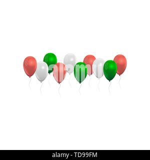 Realistische Luftballons in Rot, Grün und Weiß, Grau Farben eingestellt Stock Vektor