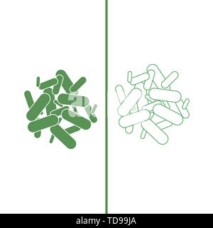 Probiotika Symbol zurück. grüne Farbe. Vector Illustration Stock Vektor