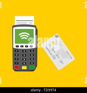 Terminal mit Kreditkarte wlan Technologie. Vektor Stock Vektor