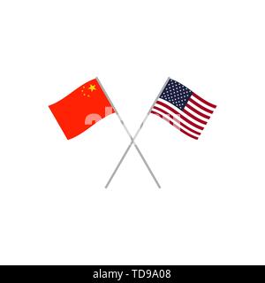 China und USA Fahnen. Flag Icons einstellen Stock Vektor