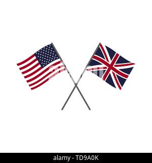 USA und Großbritannien Fahnen. Flag Icons einstellen Stock Vektor