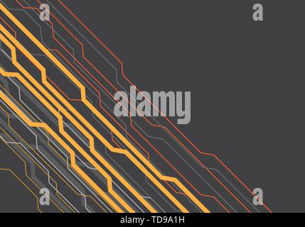 Abstrakte gelb rot grau-Leitung Lichtenergie auf dunklen leeren Raum Design moderne futuristischen Hintergrund Vector Illustration. Stock Vektor